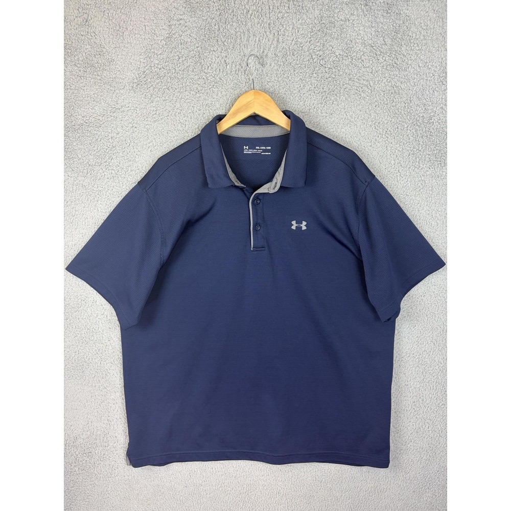 Under Armour Polo Shirt Mens 2XL Blue HeatGear Loose Fit Golf Performance Mens